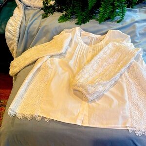 White Lace Long Sleeve Blouse